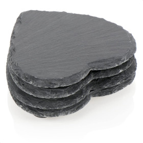 8 Sous-verre en Ardoise en Forme de Cœur 10 cm |Personnalisation