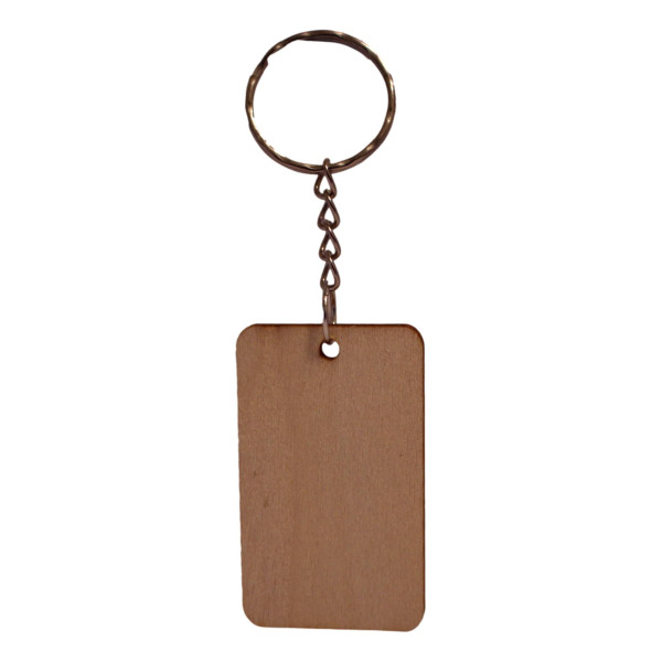 Porte-clés en bois rectangulaire personnalisable par gravure - Cadeau