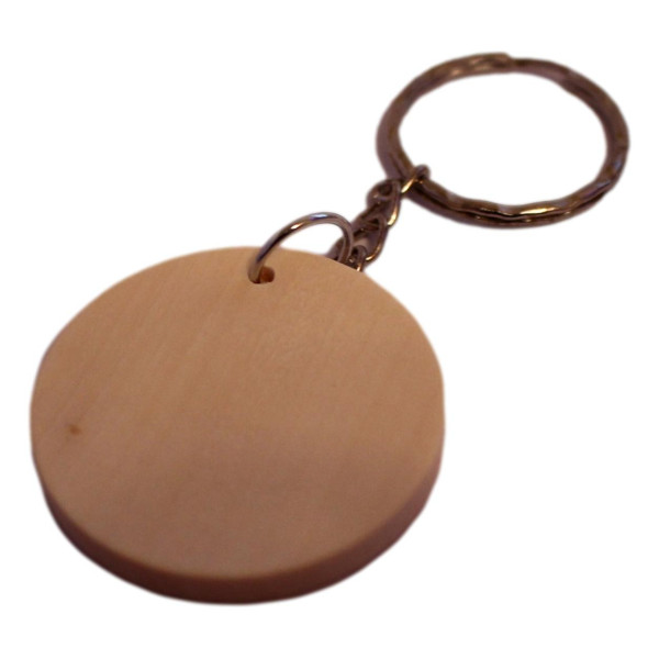 Porte-clés en bois rond personnalisable par gravure - Cadeau