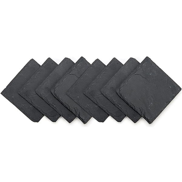 4 Dessous de Verre Carré en Ardoise 10 cm à Personnaliser