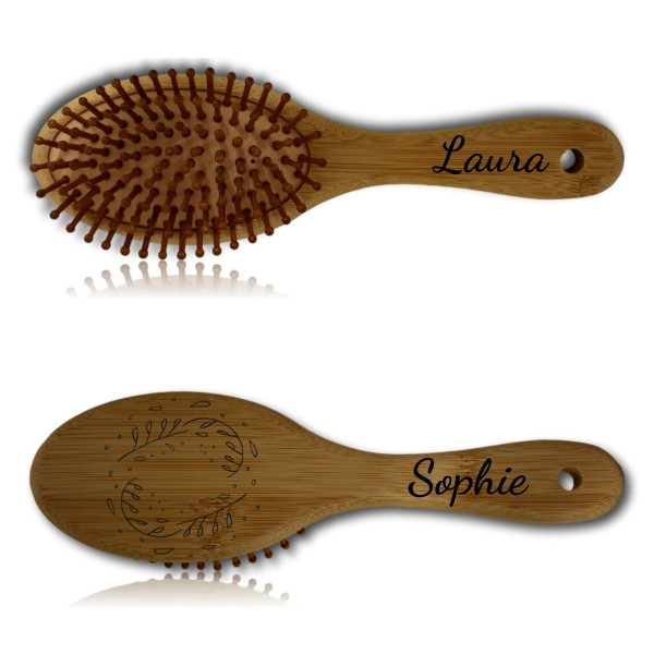 Brosse à cheveux ovale en bambou personnalisable - Soin naturel