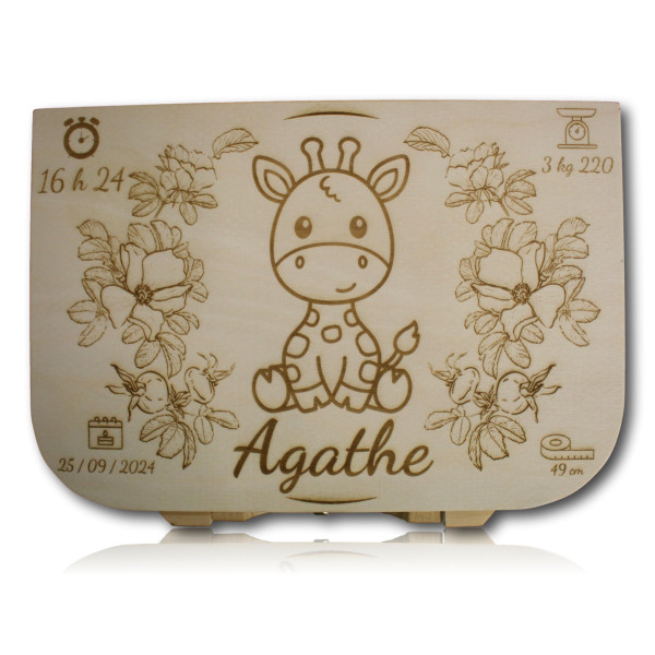 Valise en Bois Bébé Personnalisée avec Accessoires Gravés - Cadeau