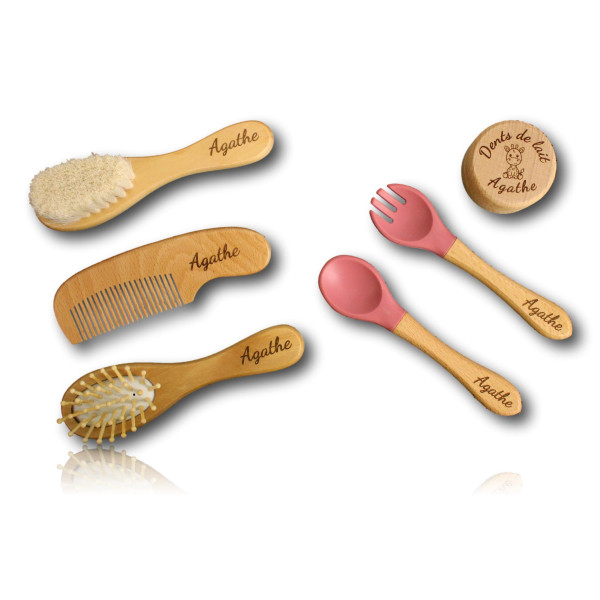 Valise en Bois Bébé Personnalisée avec Accessoires Gravés - Cadeau