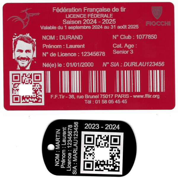 Gravure Laser Licence rouge Tir FFTir+Porte-clé TAG Militaire