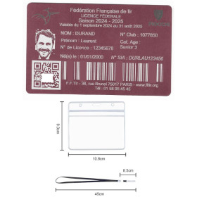 Gravure Laser Licence Tir Sportif rose FFTir - Carte Aluminium