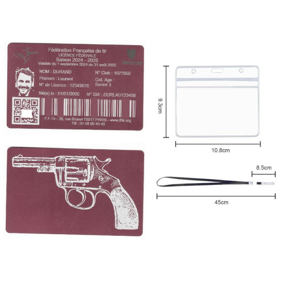 Gravure Laser Licence Tir rose FFTir - Carte Aluminium