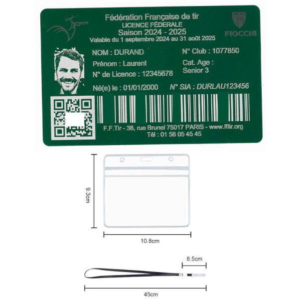 Gravure Laser Licence Tir Sportif vert FFTir - Carte Aluminium
