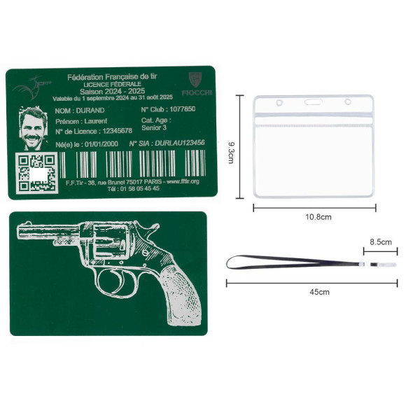 Gravure Laser Licence Tir vert FFTir - Carte Aluminium