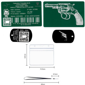 Gravure Laser Licence Tir vert FFTir+Porte clé TAG Militaire Noir