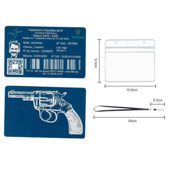 Gravure Laser Licence Tir bleu FFTir - Carte Aluminium