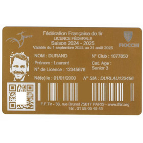 Gravure Laser Licence Tir Sportif FFTir - Carte Aluminium doré