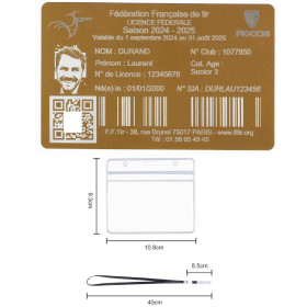 Gravure Laser Licence Tir Sportif doré FFTir - Carte Aluminium