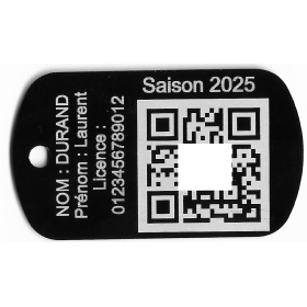 Porte-clé TAG militaire Licence de Ball-Trap en aluminium gravé