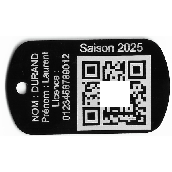 Porte-clé TAG militaire Licence de Ball-Trap en aluminium gravé