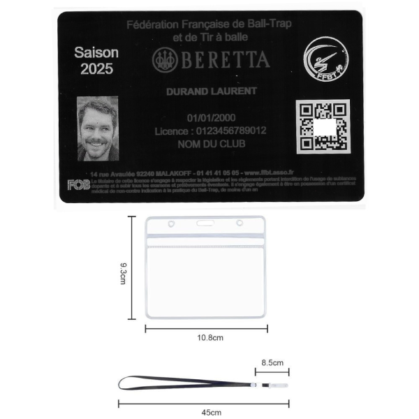 Gravure Laser Licence Tir Sportif FFBT - Carte Aluminium Personnalisé