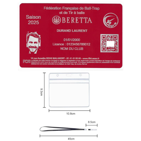 Gravure Laser Licence Tir FFBT rouge - Carte Aluminium Personnalisé