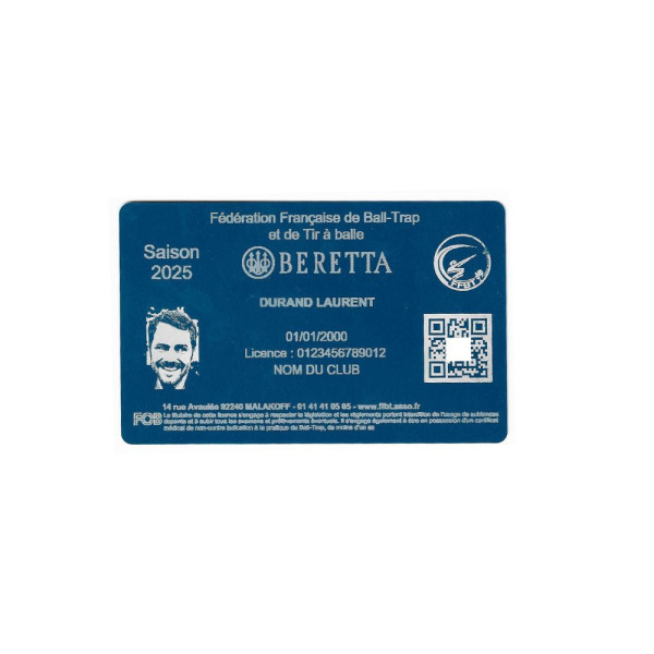 Licence de Ball-Trap bleu en aluminium gravé au laser - Format CB