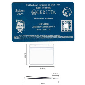 Gravure Laser Licence Tir FFBT bleu - Carte Aluminium Personnalisé