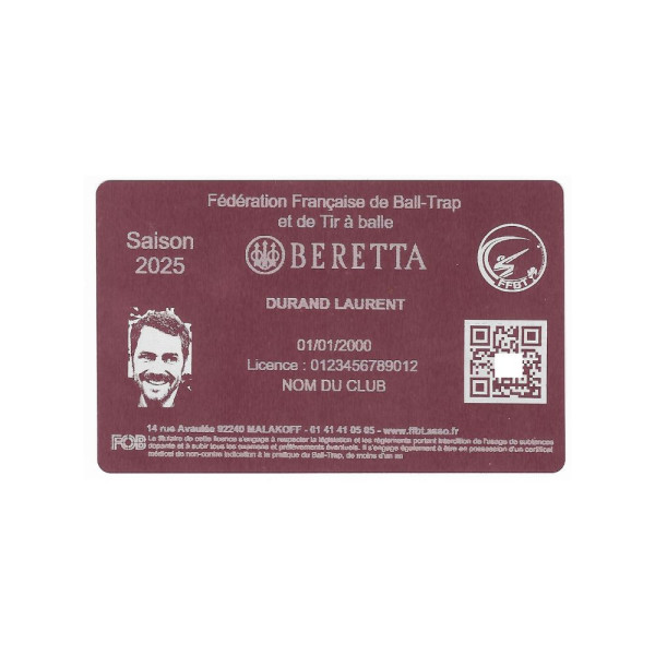 Licence de Ball-Trap rose en aluminium gravé au laser - Format CB