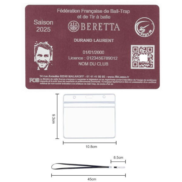 Gravure Laser Licence Tir FFBT rose - Carte Aluminium Personnalisé