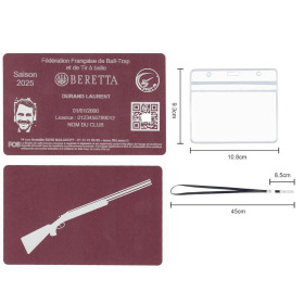 Gravure Laser Licence Tir FFBT rose - Carte Aluminium Personnalisé