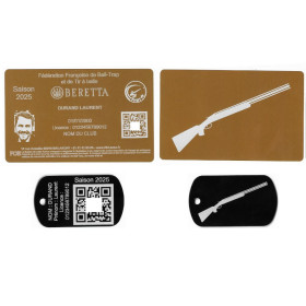 Gravure Laser Licence Tir FFBT doré + Porte clé TAG Militaire Noir