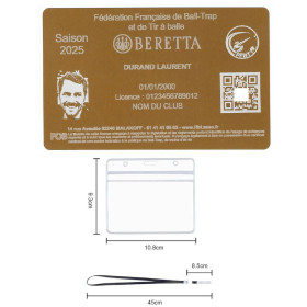 Gravure Laser Licence Tir FFBT doré - Carte Aluminium Personnalisé