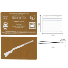 Gravure Laser Licence Tir FFBT doré - Carte Aluminium Personnalisé