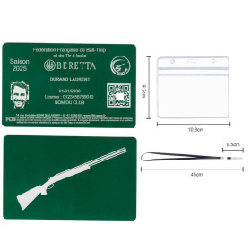 Gravure Laser Licence Tir FFBT vert - Carte Aluminium Personnalisé
