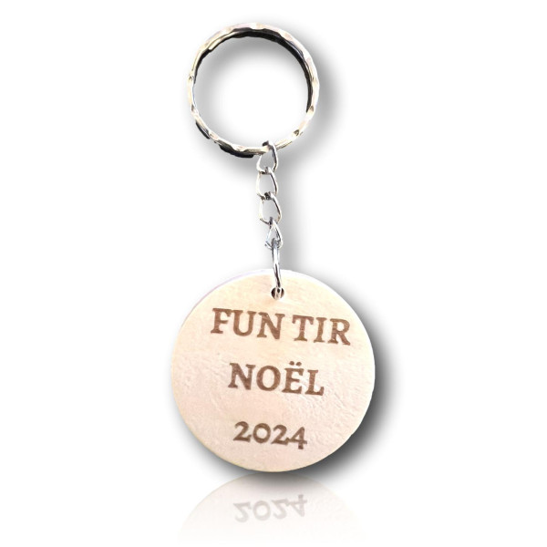 Porte-clés en bois rond personnalisable par gravure - Cadeau