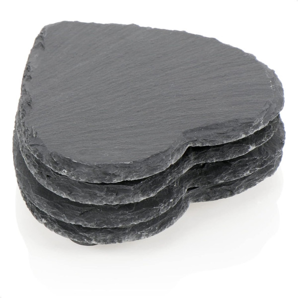 Sous-verre en Ardoise en Forme de Cœur 10 cm |Personnalisation Gravure