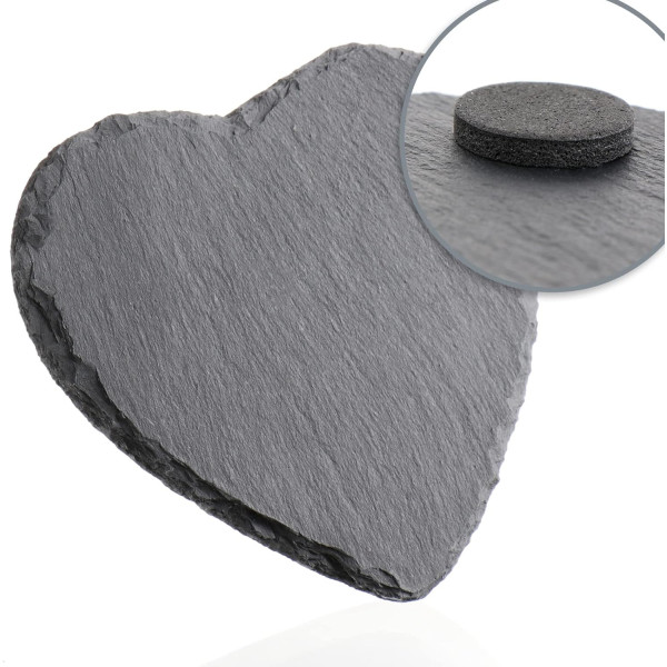 Sous-verre en Ardoise en Forme de Cœur 10 cm |Personnalisation Gravure