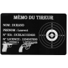 Mémo tireur sportif FFT ou FFBT en aluminium gravé au laser Recto
