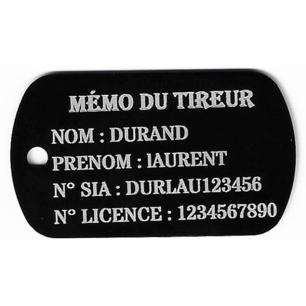 Mémo tireur porte-clé TAG militaire FFT ou FFBT en aluminium gravé