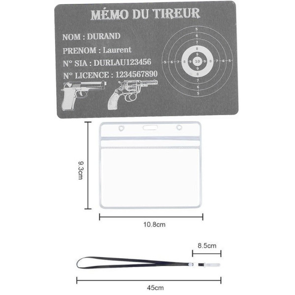 Mémo tireur sportif FFT ou FFBT en aluminium gravé au laser Recto