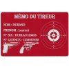 Mémo tireur sportif FFT ou FFBT en aluminium gravé au laser Recto