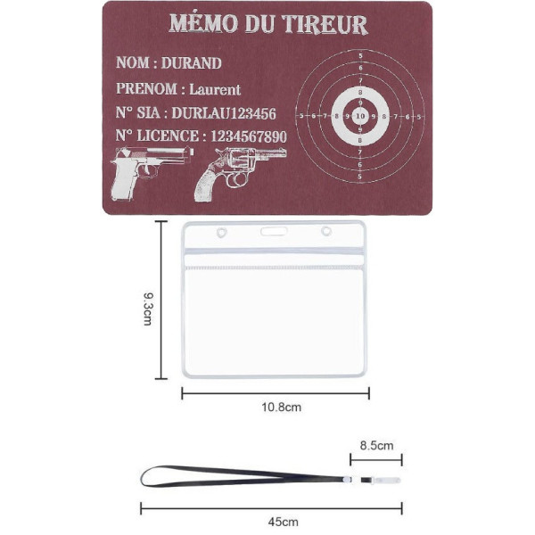 Mémo tireur sportif FFT ou FFBT en aluminium gravé au laser Recto