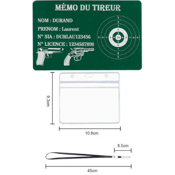 Mémo tireur sportif FFT ou FFBT en aluminium gravé au laser Recto