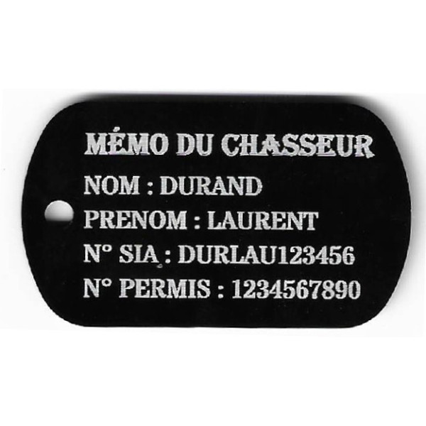 Mémo tireur porte-clé TAG militaire FFT ou FFBT en aluminium gravé