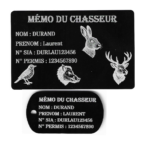 Gravure Laser Mémo tireur sportif (FFT ou FFBT) + Porté clé TAG
