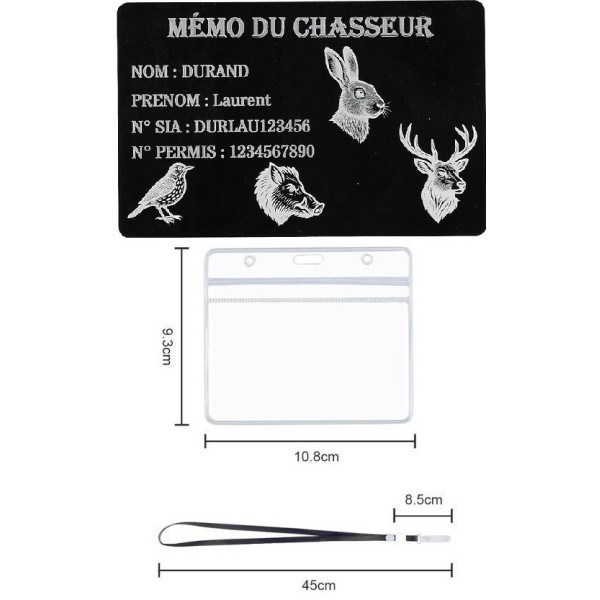 Mémo tireur sportif FFT ou FFBT en aluminium gravé au laser Recto