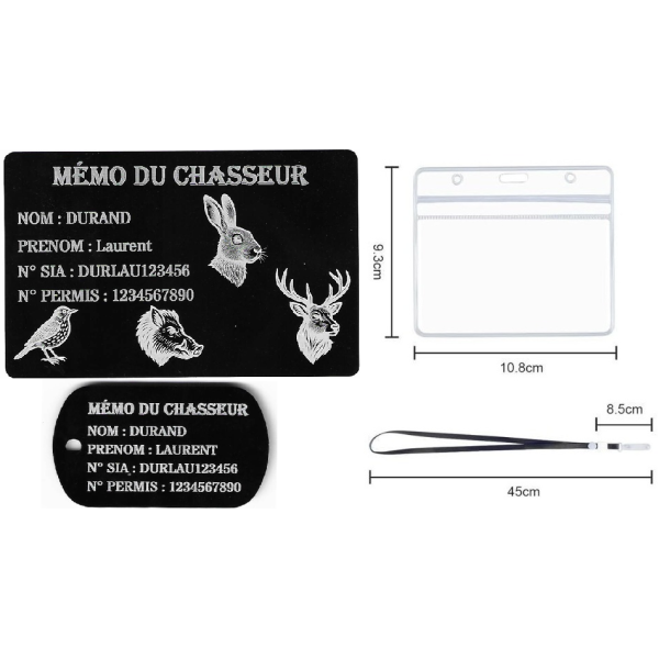 Gravure Laser Mémo tireur sportif (FFT ou FFBT) + Porté clé TAG
