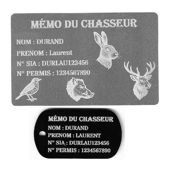 Gravure Laser Mémo tireur sportif (FFT ou FFBT) + Porté clé TAG