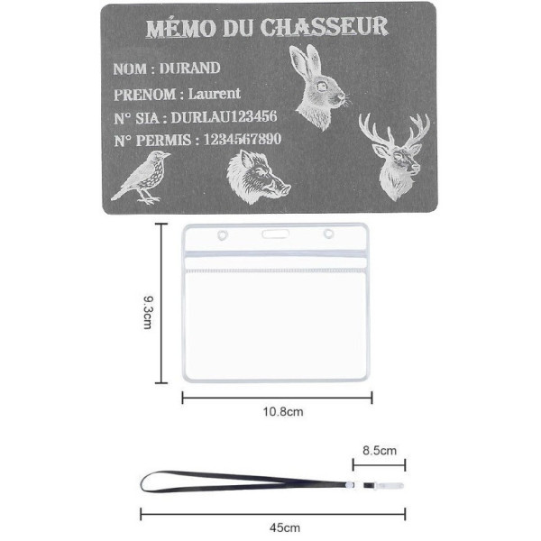 Mémo tireur sportif FFT ou FFBT en aluminium gravé au laser Recto