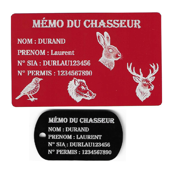 Gravure Laser Mémo tireur sportif (FFT ou FFBT) + Porté clé TAG