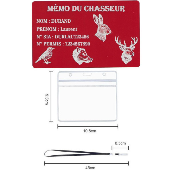 Mémo tireur sportif FFT ou FFBT en aluminium gravé au laser Recto