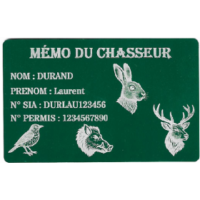 Mémo tireur sportif FFT ou FFBT en aluminium gravé au laser Recto