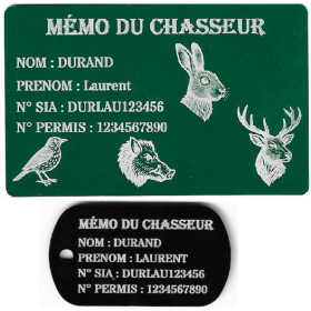 Gravure Laser Mémo tireur sportif (FFT ou FFBT) + Porté clé TAG
