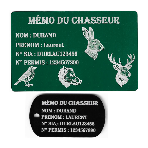 Gravure Laser Mémo tireur sportif (FFT ou FFBT) + Porté clé TAG