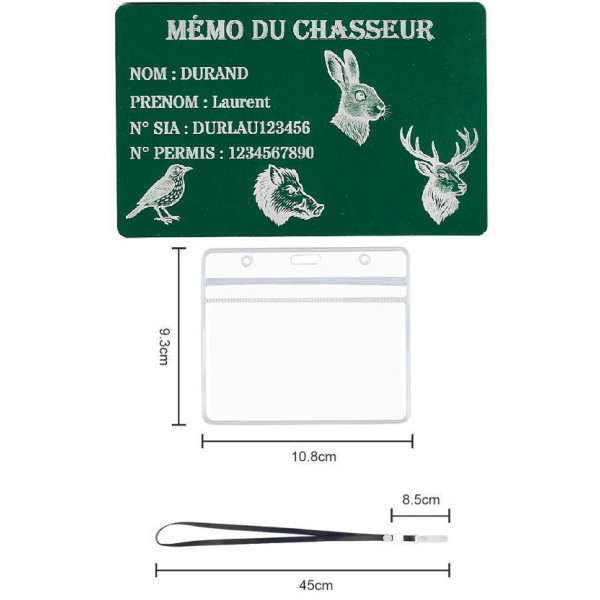 Mémo tireur sportif FFT ou FFBT en aluminium gravé au laser Recto